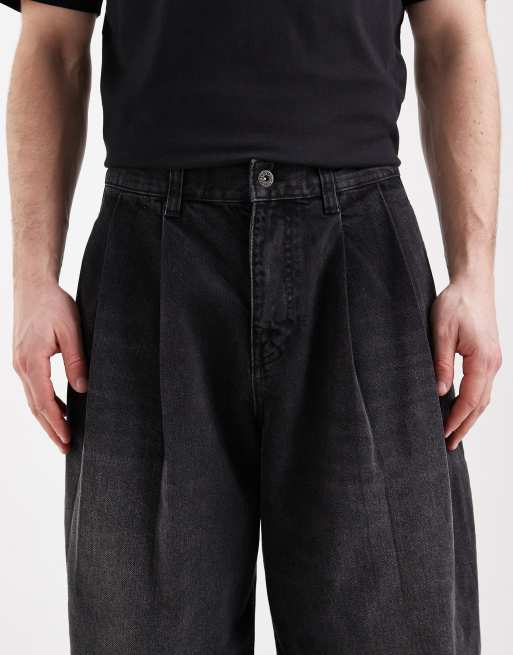 ASOS DESIGN – Svarta jeans med barrelben och veck, 5 av 5