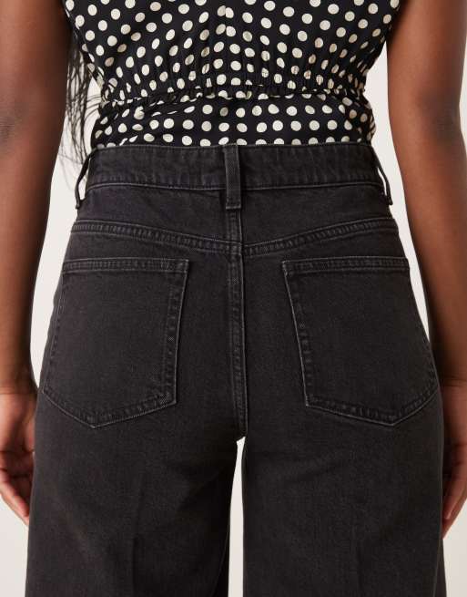 ASOS DESIGN – Svarta jeans med hög midja, vida ben och fickor framtill , 5 av 5
