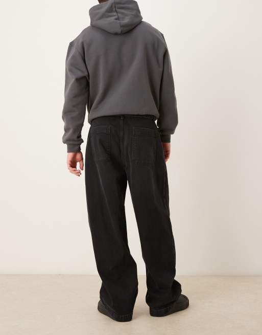 ASOS DESIGN – Svarta jeans med vida ben, veck och skärp, 2 av 5