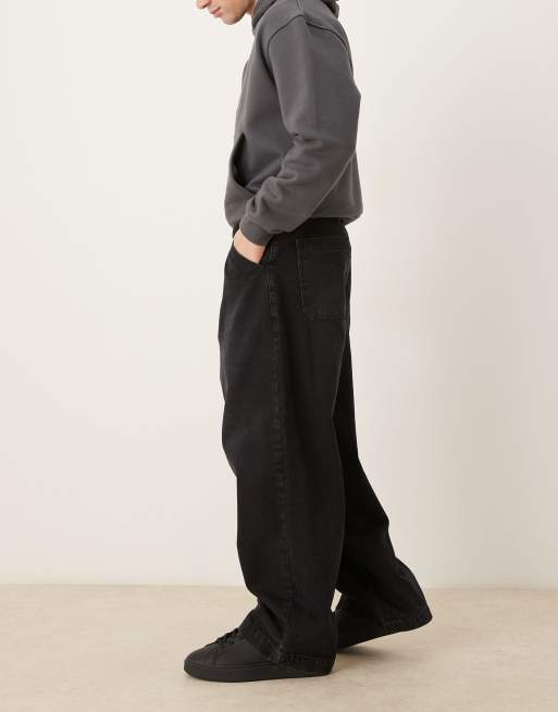 ASOS DESIGN – Svarta jeans med vida ben, veck och skärp, 3 av 5
