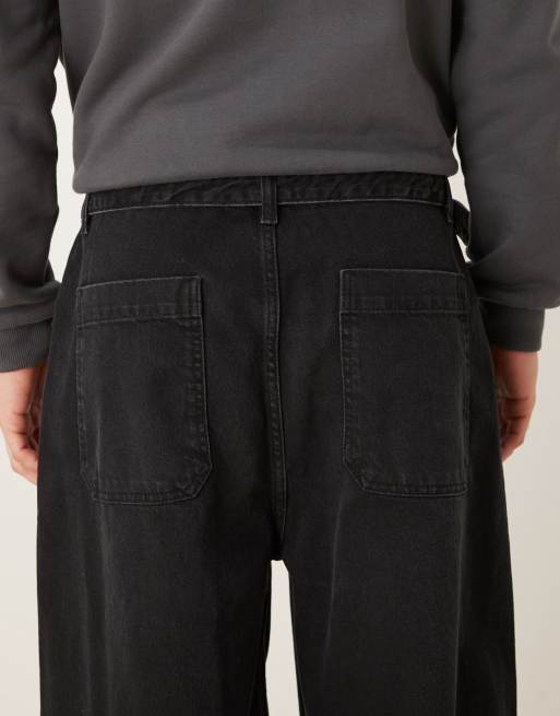 ASOS DESIGN – Svarta jeans med vida ben, veck och skärp, 5 av 5