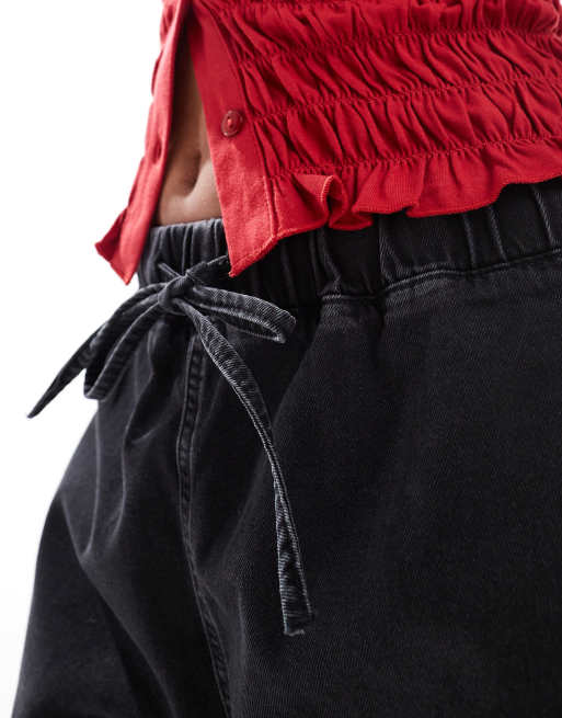 ASOS DESIGN – Svarta joggingshorts i denim med tvättad finish, 5 av 5