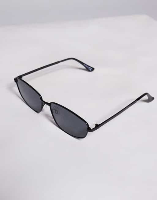 ASOS DESIGN – Svarta kantiga solglasögon i metall med sotade glas  , 2 av 3