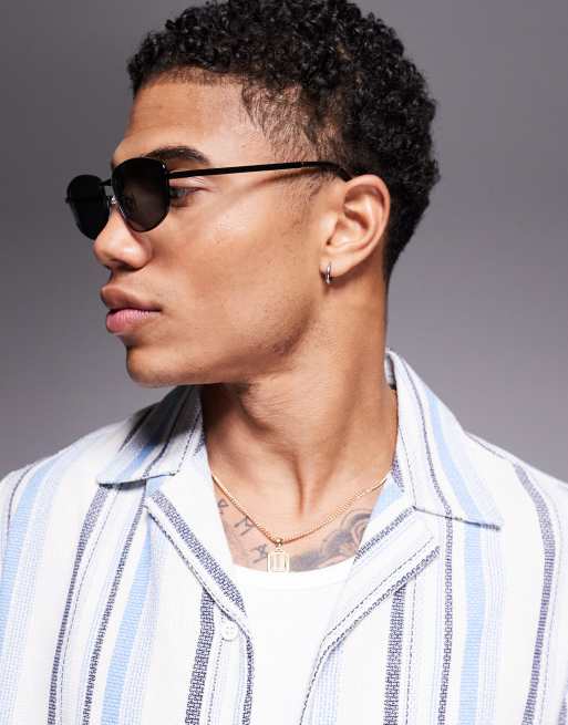 ASOS DESIGN – Svarta kantiga solglasögon i metall med sotade glas  , 3 av 3