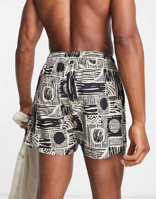 ASOS DESIGN – Svarta, korta badshorts med handritat mönster, del av set, 4 av 4
