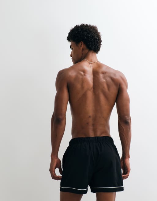 ASOS DESIGN – Svarta, korta badshorts med passpoaler och broderi, 4 av 5