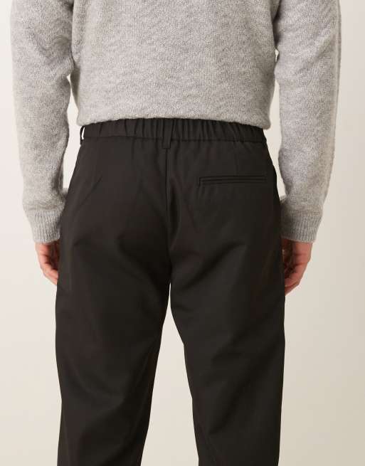 ASOS DESIGN – Svarta, korta byxor med raka ben och halvelastiskt midjeband, 5 av 5