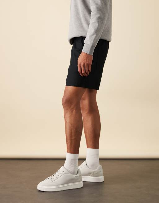 ASOS DESIGN – Svarta, korta shorts i linnemix med resårmidja, 3 av 6