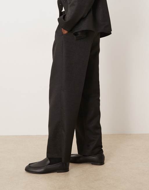 ASOS DESIGN – Svarta kostymbyxor i mikromaterial med paljetter, del av kostym, 3 av 5