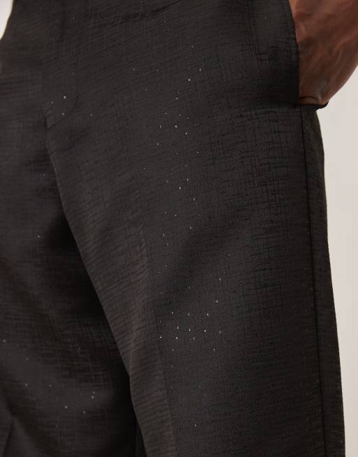 ASOS DESIGN – Svarta kostymbyxor i mikromaterial med paljetter, del av kostym, 4 av 5