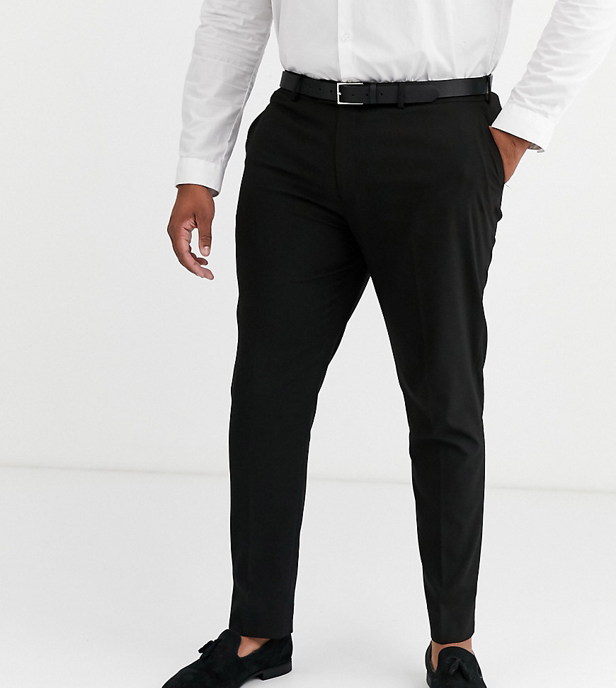 ASOS DESIGN – Svarta kostymbyxor med extra smal passform i plusstorlek