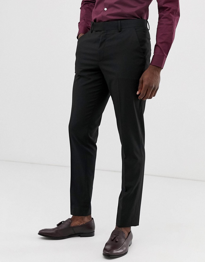ASOS DESIGN - Svarta kostymbyxor med smal passform