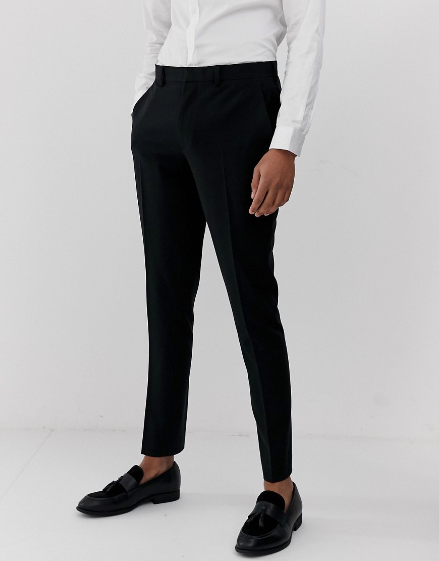 ASOS DESIGN – Svarta kostymbyxor med supersmal passform