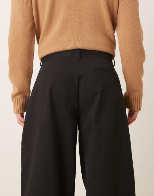ASOS DESIGN – Svarta, kraftiga finbyxor i 100% bomull med vida barrelben, 5 av 5
