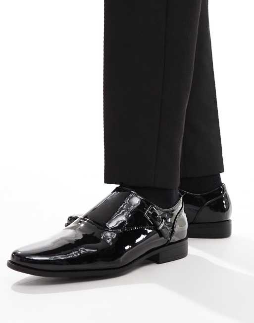 ASOS DESIGN – Svarta, lackade munkskor