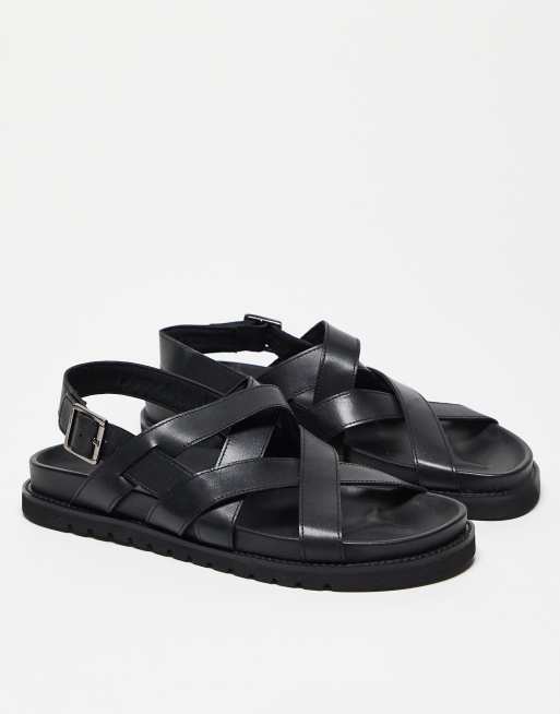 ASOS DESIGN – Svarta lädersandaler med korsade remmar, 3 av 4