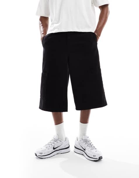 ASOS DESIGN – Svarta, långa cargoshorts med resårmidja - view 1