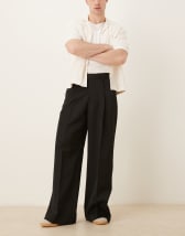 ASOS DESIGN smart extreme wide leg pants with front pleat in black
