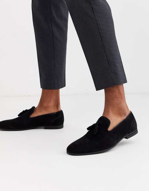 ASOS DESIGN - svarta loafers i fuskmocka med tofsar