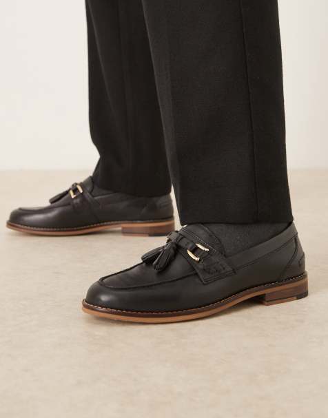 ASOS DESIGN – Svarta loafers i läder med tofs - view 1