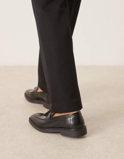 ASOS DESIGN – Svarta loafers i läder med vinklad sula, 3 av 4