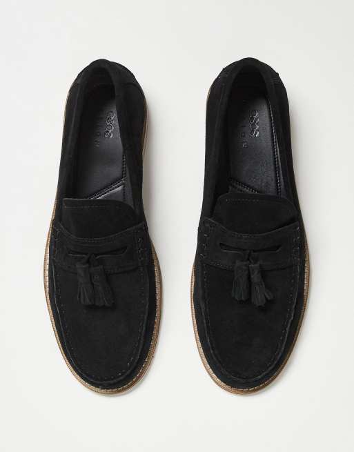 ASOS DESIGN Svarta loafers i skinn med tofs, 4 av 4