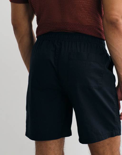 ASOS DESIGN – Svarta, medellånga, vida shorts i linnemix, 5 av 5