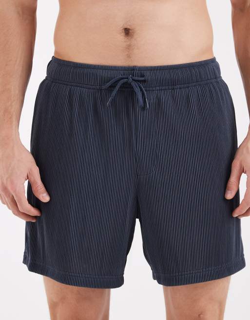 ASOS DESIGN – Svarta, mellanlånga badshorts med veck, del av set, 4 av 5