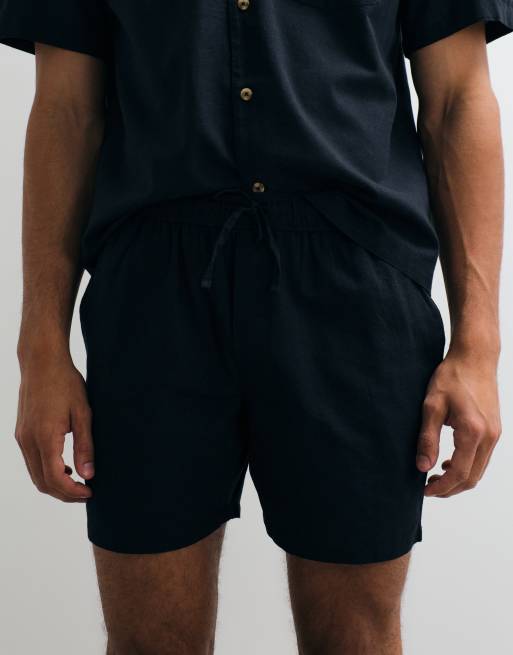 ASOS DESIGN – Svarta, mellanlånga shorts i linne, del av set, 4 av 5