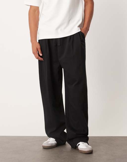 ASOS DESIGN – Svarta mjukisbyxor med vida ben och veck, 3 av 5