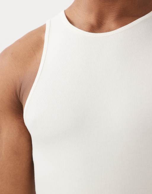 ASOS DESIGN – Svarta och gräddvita, ribbade baslinnen i muscle fit, 2-pack, 5 av 5