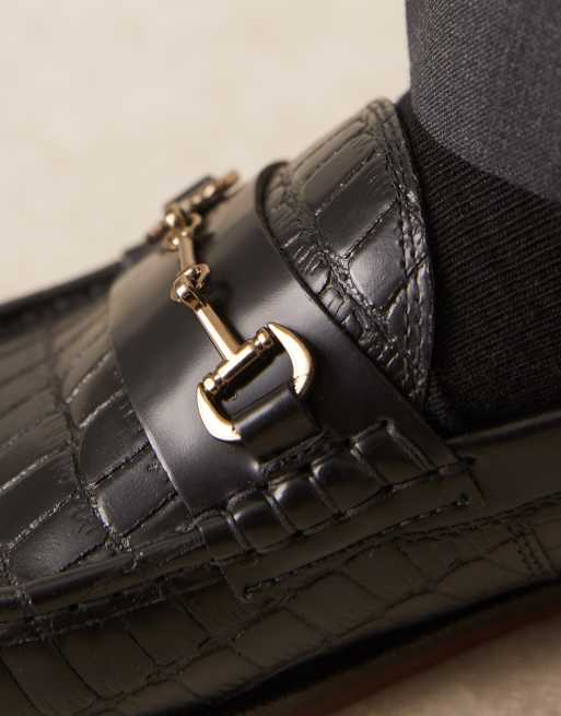 ASOS DESIGN – Svarta pennyloafers i läder med metalldetalj, 3 av 4