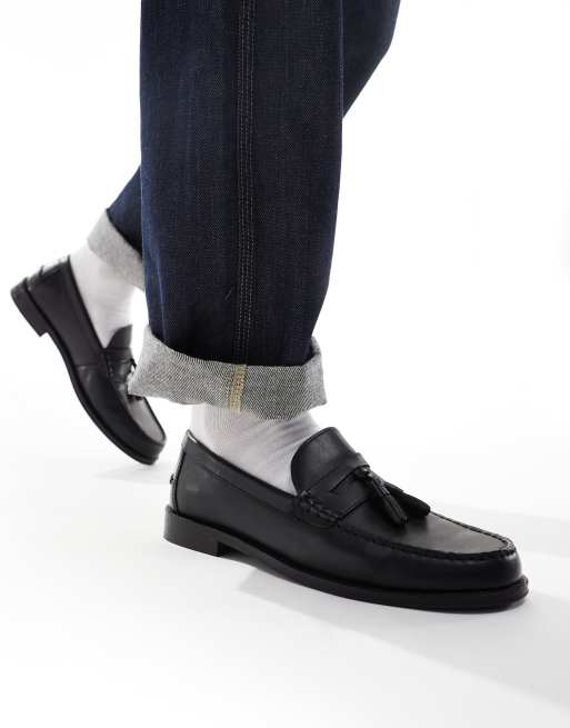 ASOS DESIGN – Svarta pennyloafers i läder med tofsar, 2 av 4
