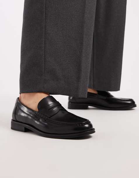 ASOS DESIGN – Svarta pennyloafers i läder - view 1