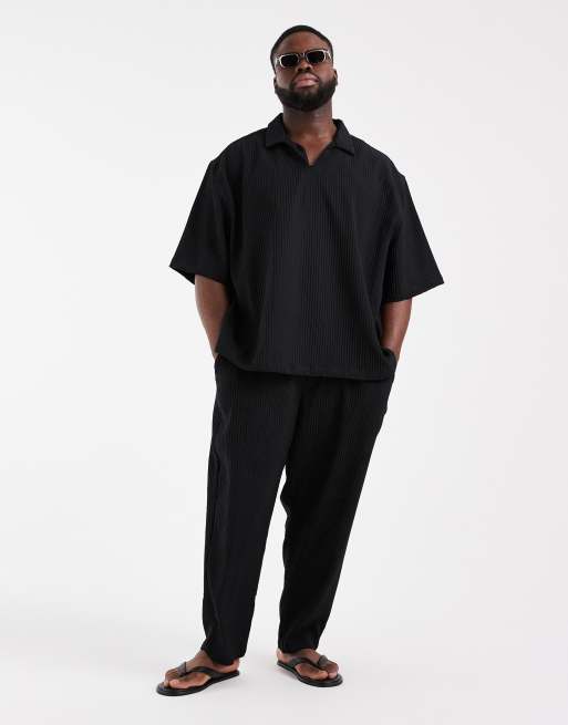 ASOS DESIGN – Svarta, plisserade byxor med avsmalnande passform, del av set, 2 av 5