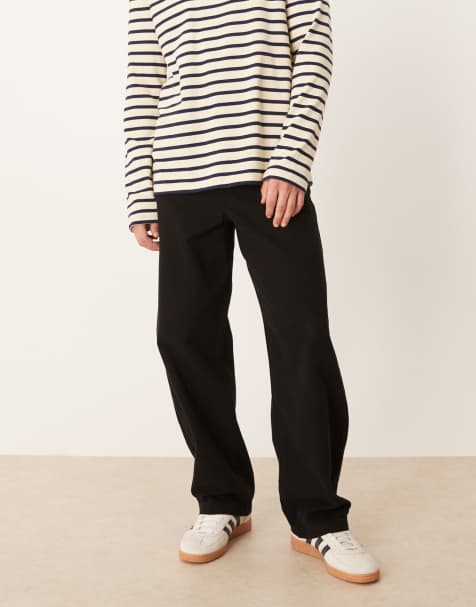 ASOS DESIGN – Svarta, raka byxor med ledig passform - view 1