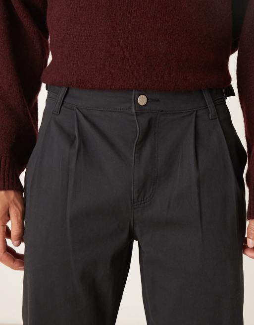 ASOS DESIGN – Svarta, raka byxor med veck och indragningar i sidan, 4 av 5