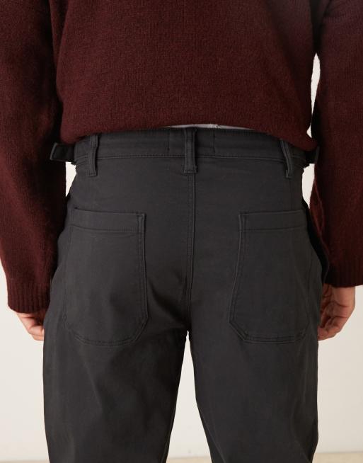 ASOS DESIGN – Svarta, raka byxor med veck och indragningar i sidan, 5 av 5