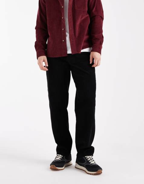 ASOS DESIGN – Svarta, raka cargobyxor i manchester - view 1