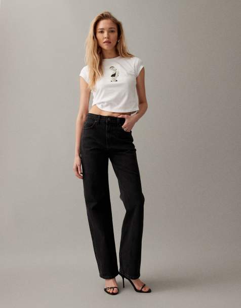 ASOS DESIGN – Svarta, raka jeans med komfortstretch - view 1