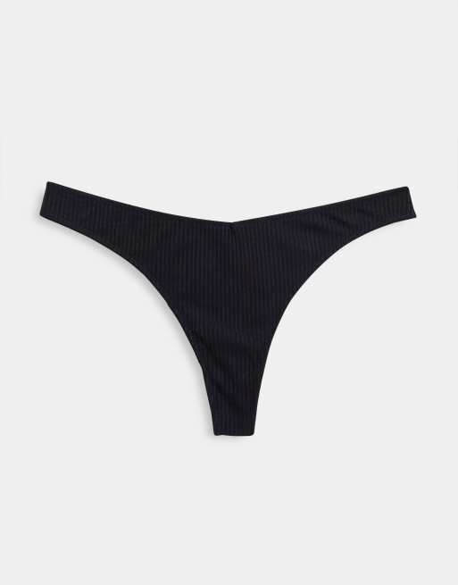 ASOS DESIGN – Svarta ribbade stringtrosor, 3-pack, 2 av 4