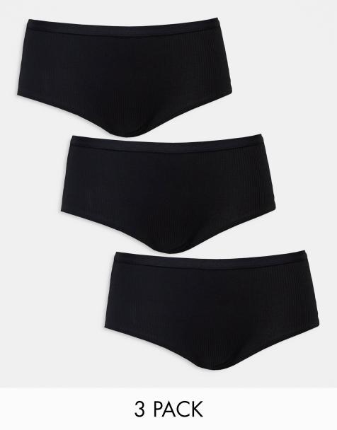 ASOS DESIGN – Svarta ribbade trosor i 3-pack - view 1
