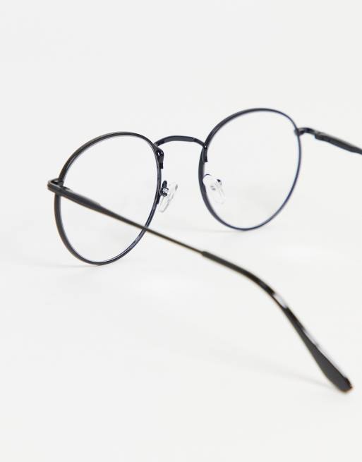 ASOS DESIGN – Svarta runda modeglasögon med genomskinliga glas, 2 av 4