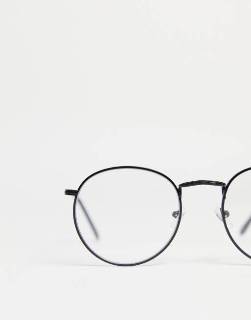 ASOS DESIGN – Svarta runda modeglasögon med genomskinliga glas, 3 av 4