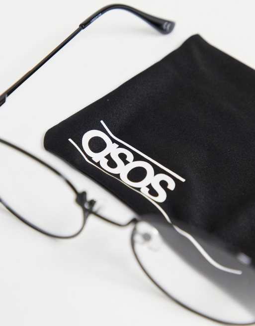 ASOS DESIGN – Svarta runda modeglasögon med genomskinliga glas, 4 av 4