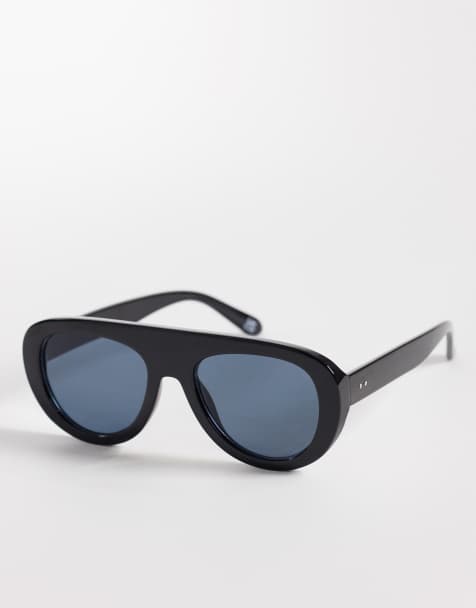 ASOS DESIGN – Svarta, runda pilotsolglasögon - view 1