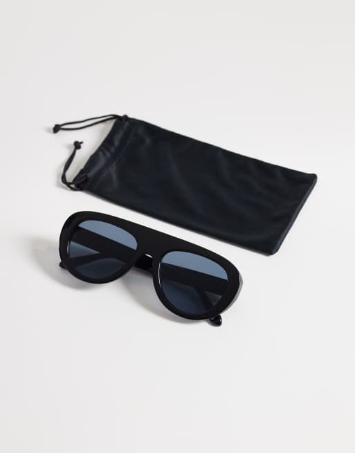 ASOS DESIGN – Svarta, runda pilotsolglasögon, 3 av 3
