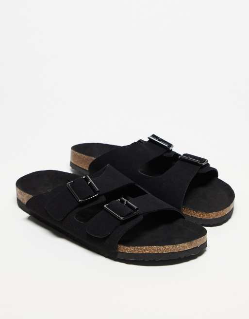 ASOS DESIGN – Svarta sandaler med två remmar och korksula, 2 av 4