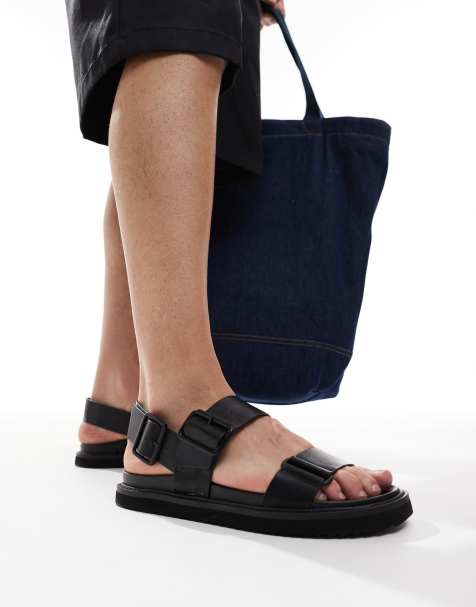 ASOS DESIGN – Svarta sandaler med två remmar - view 1