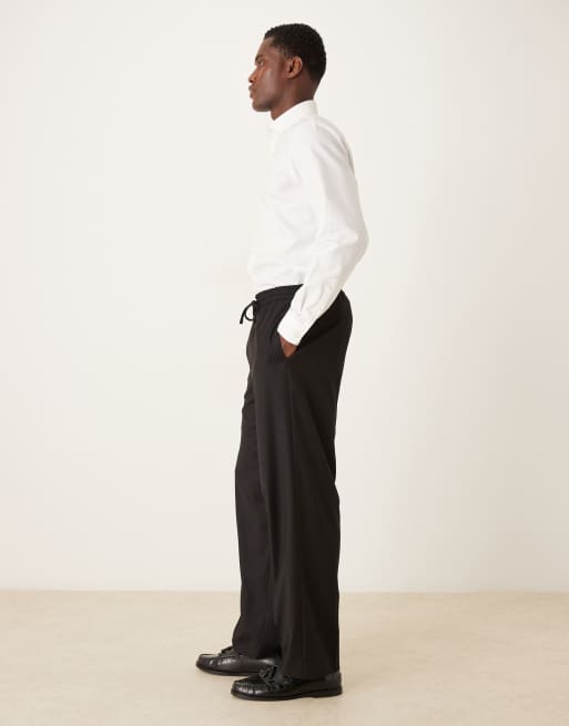 ASOS DESIGN – Svarta, schackrutigt vävda, vida kostymbyxor, del av kostym, 3 av 5